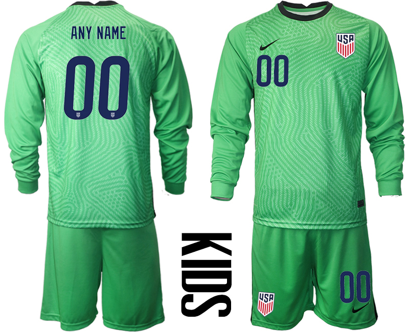 Cheap Youth 2020-2021 Season National team United States goalkeeper Long sleeve green customized Soccer Jersey